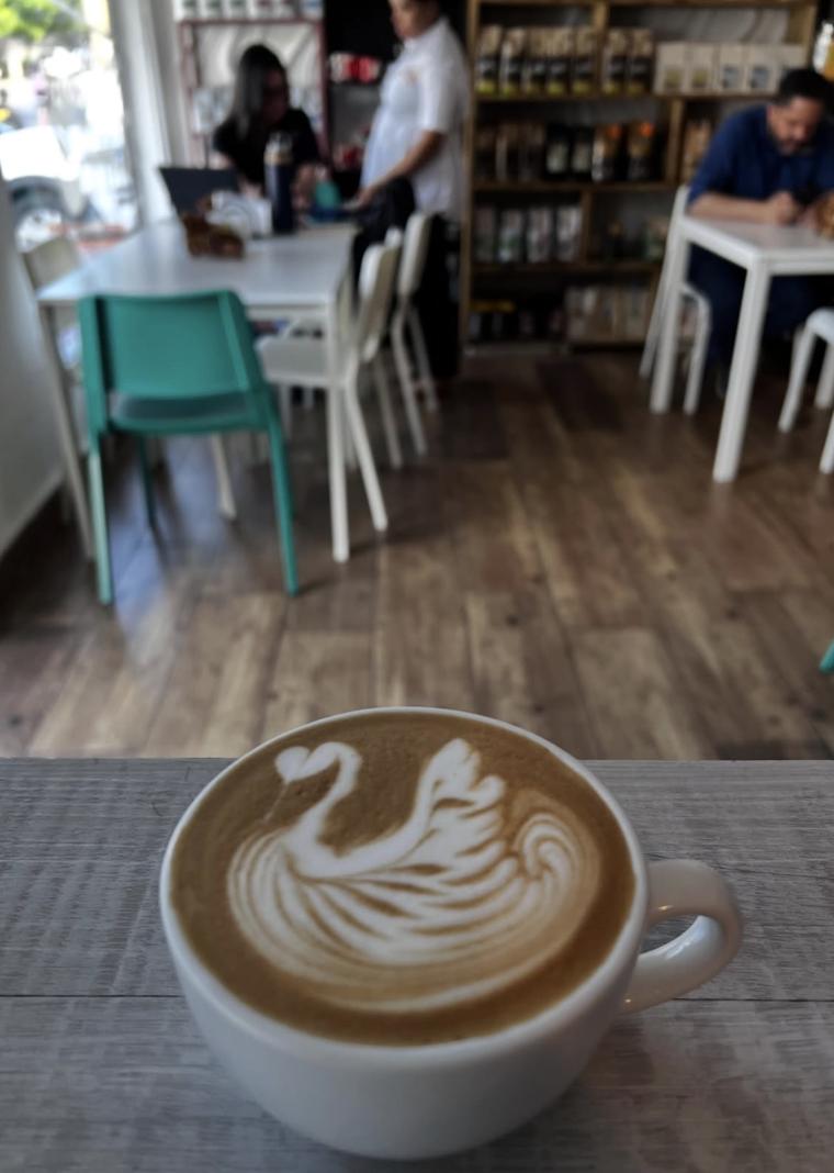 Latte art en forma de cisne